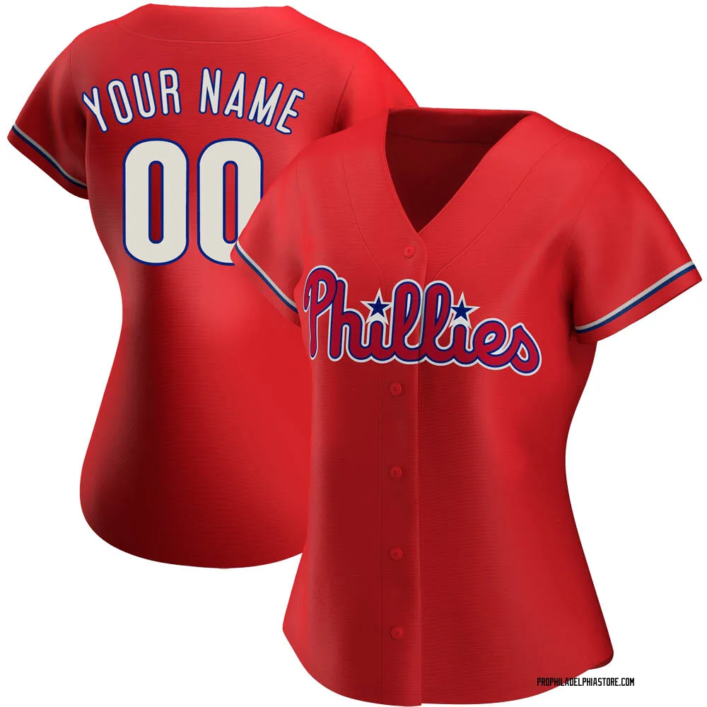 Custom Women's Authentic Philadelphia Phillies Red Alternate